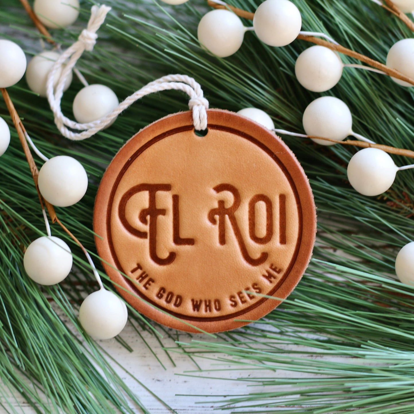 El Roi - the God who sees me - leather hand-stamped ornament