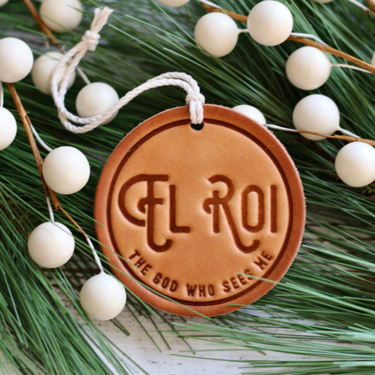 El Roi - the God who sees me - leather hand-stamped ornament