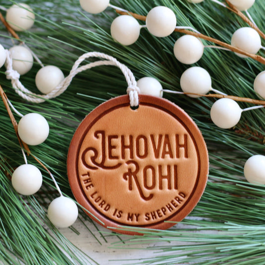 Jehovah Rohi - the Lord is my shepherd - leather hand-stamped ornament