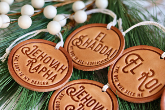 Jehovah Nissi - the Lord is my banner - leather hand-stamped ornament