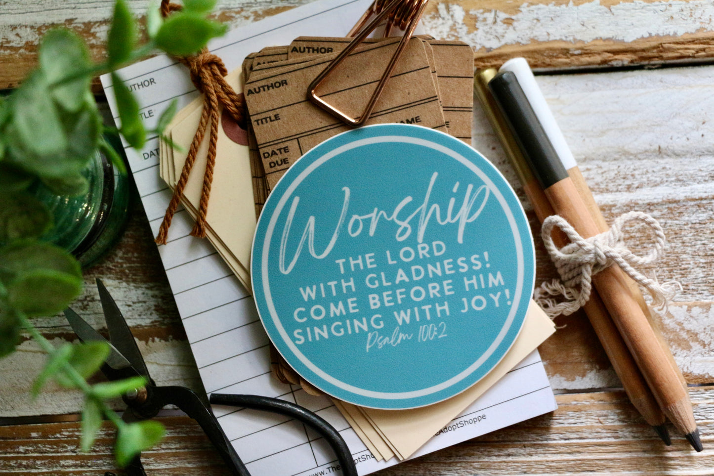 WORSHIP the Lord with gladness (Psalm 100:2) waterproof vinyl sticker decal