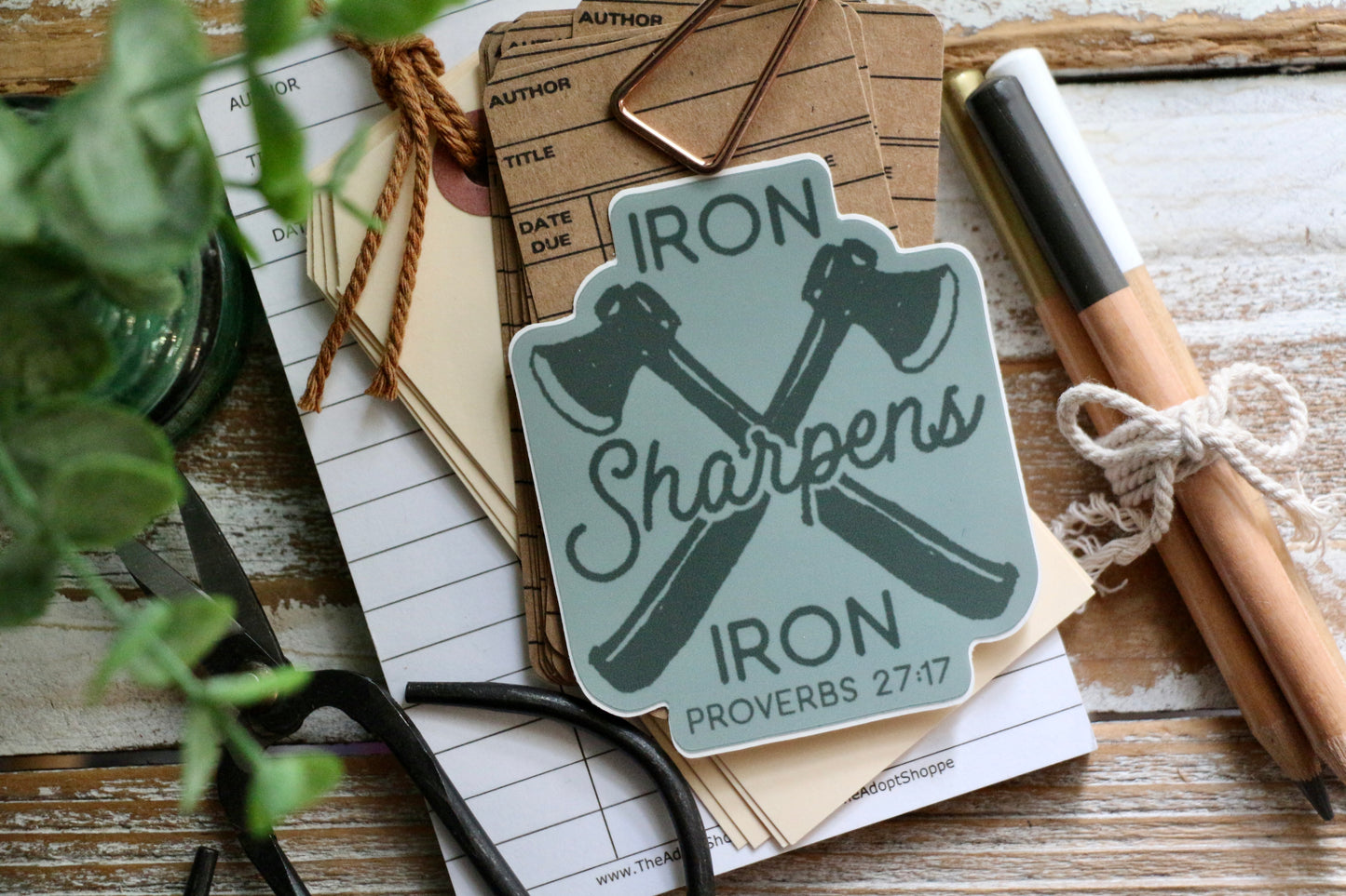 IRON SHARPENS IRON (Proverbs 27:17) waterproof vinyl sticker decal