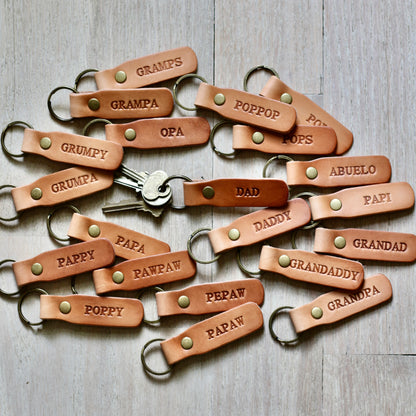 Father’s Day leather keyring (camel/natural)