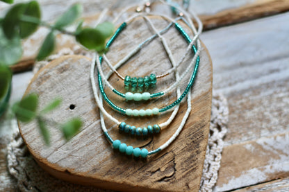 dainty silk cord adjustable beaded bracelet (turquoise)