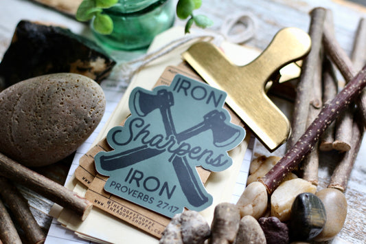 IRON SHARPENS IRON (Proverbs 27:17) waterproof vinyl sticker decal