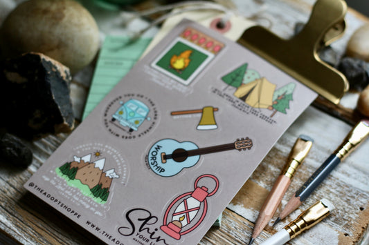 camping waterproof vinyl sticker decal sheet