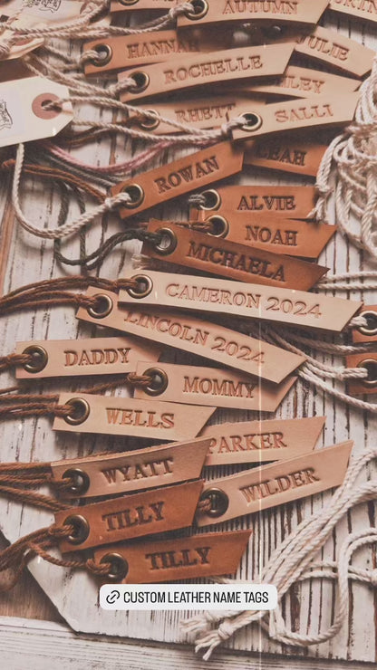 custom hand stamped leather tags (natural unpainted)
