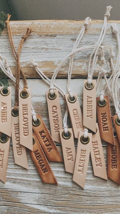 custom hand stamped leather tags (natural unpainted)