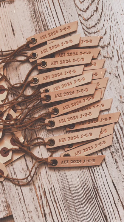 custom hand stamped leather tags (natural unpainted)