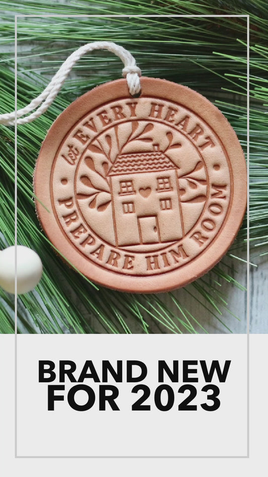 the Lord bless you & keep you - leather hand-stamped ornament