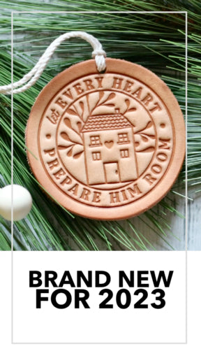 silent night holy night - leather hand-stamped ornament
