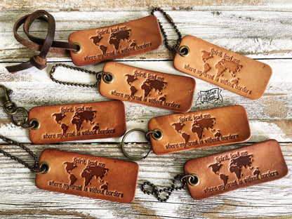 Spirit lead me where my trust is without borders (camel/natural) leather tag