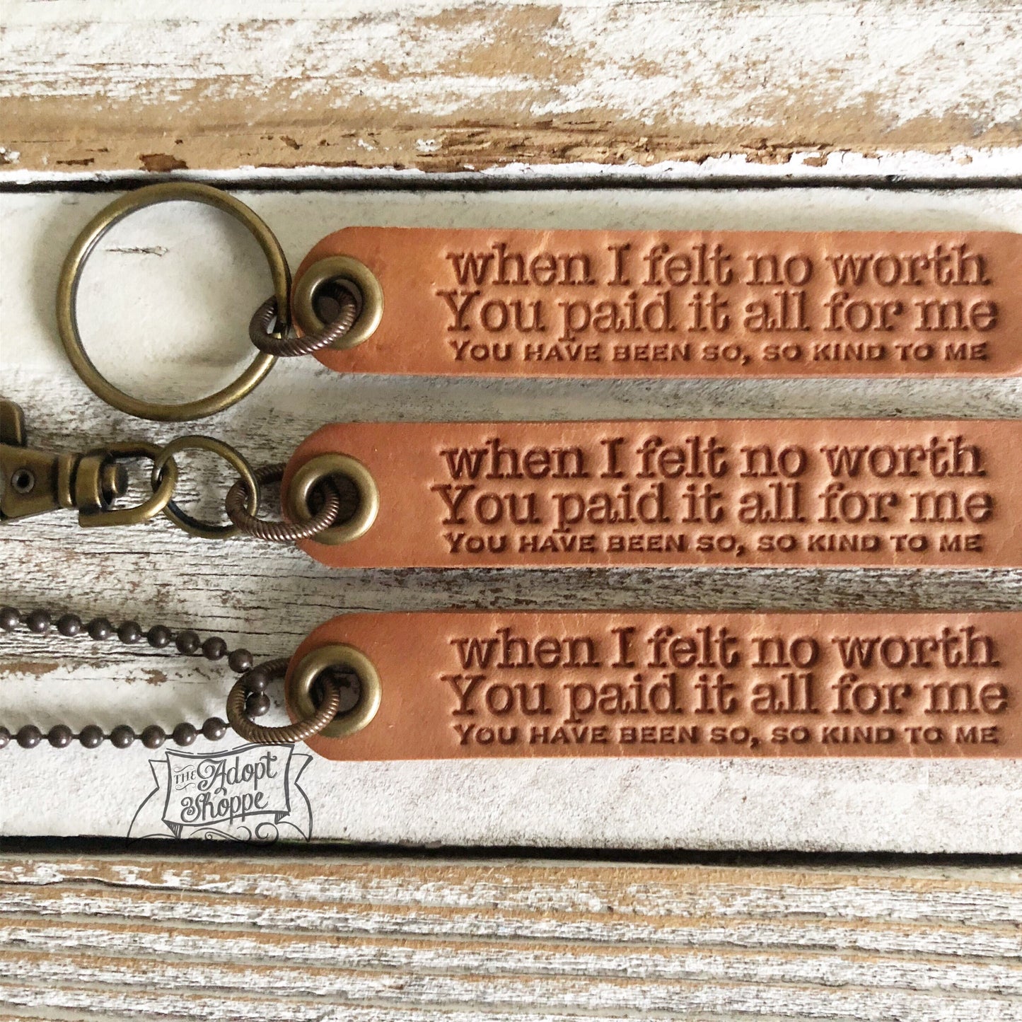 when I felt no worth You paid it all for me (camel/natural) Cory Asbury reckless love leather tag
