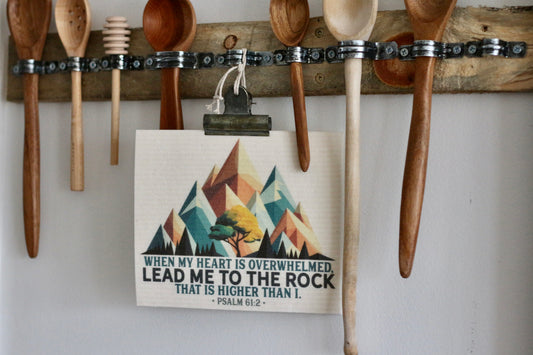 LEAD ME TO THE ROCK mountain (Psalms 61:2) - Swedish dishcloth