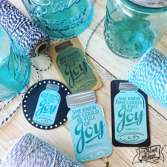 full of joy mason jar #TheAdoptShoppecard (round)