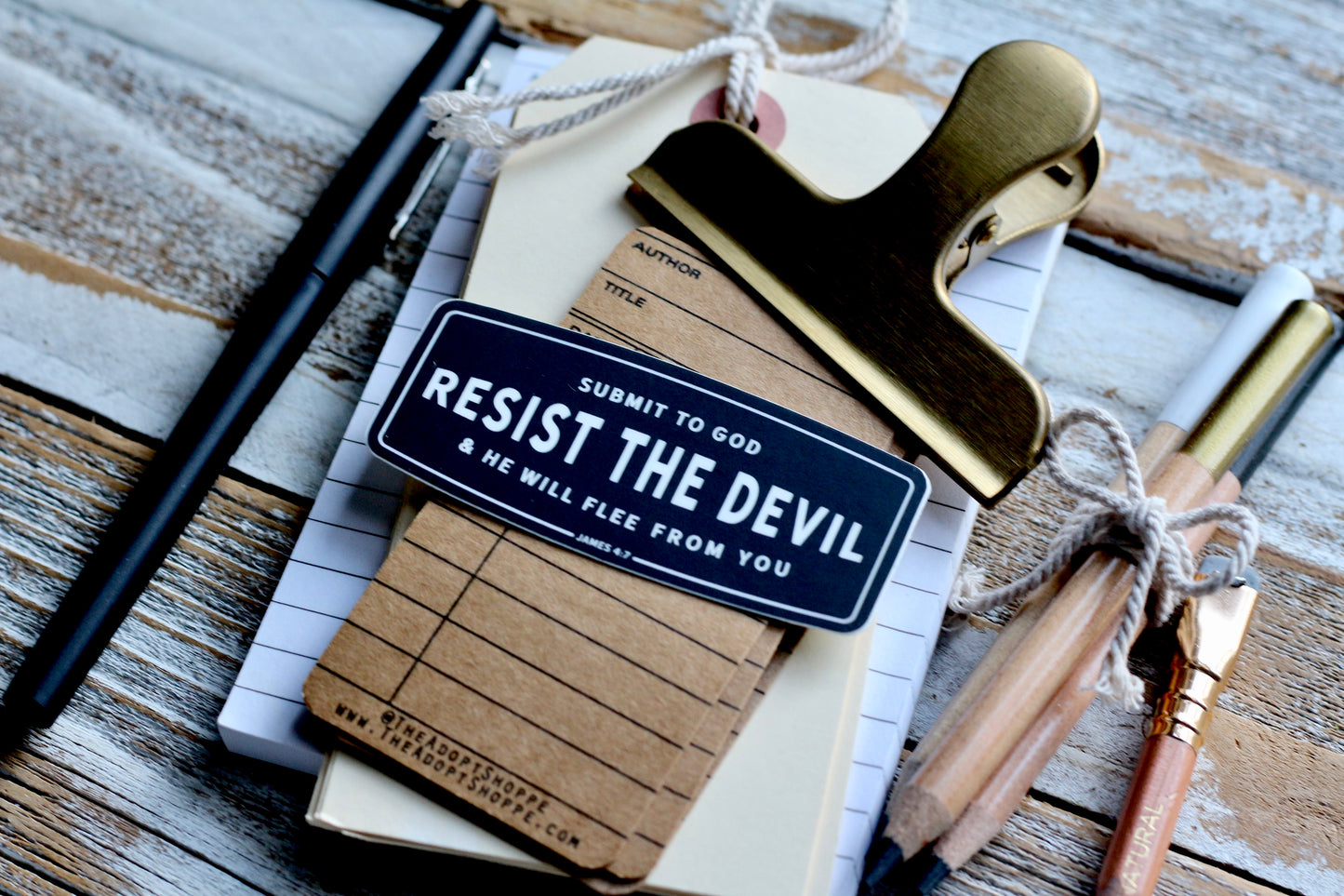resist the devil & he will flee from you (James 4:7) waterproof vinyl sticker decal