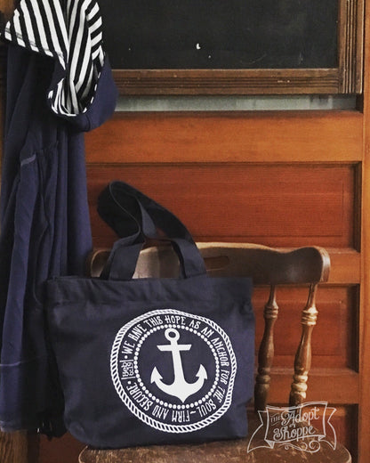 HOPE is my anchor navy fair trade tote bag