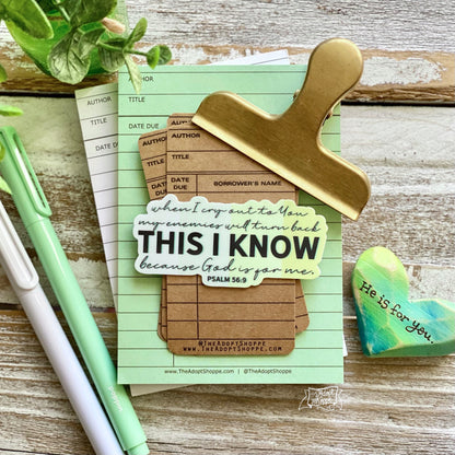 THIS I KNOW - God is for me (Psalm 56:9) vinyl sticker