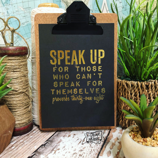 SPEAK UP 5"x7" gold foil print