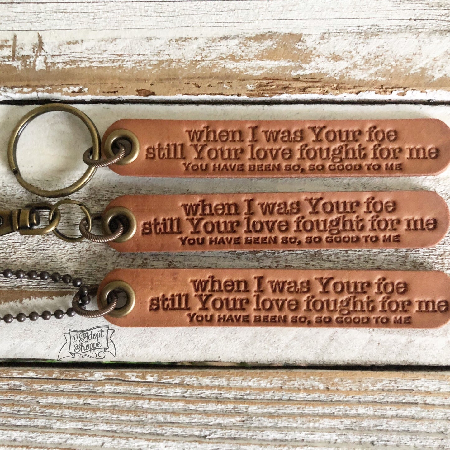 when I was Your foe still Your love fought for me (camel/natural) Cory Asbury reckless love leather tag