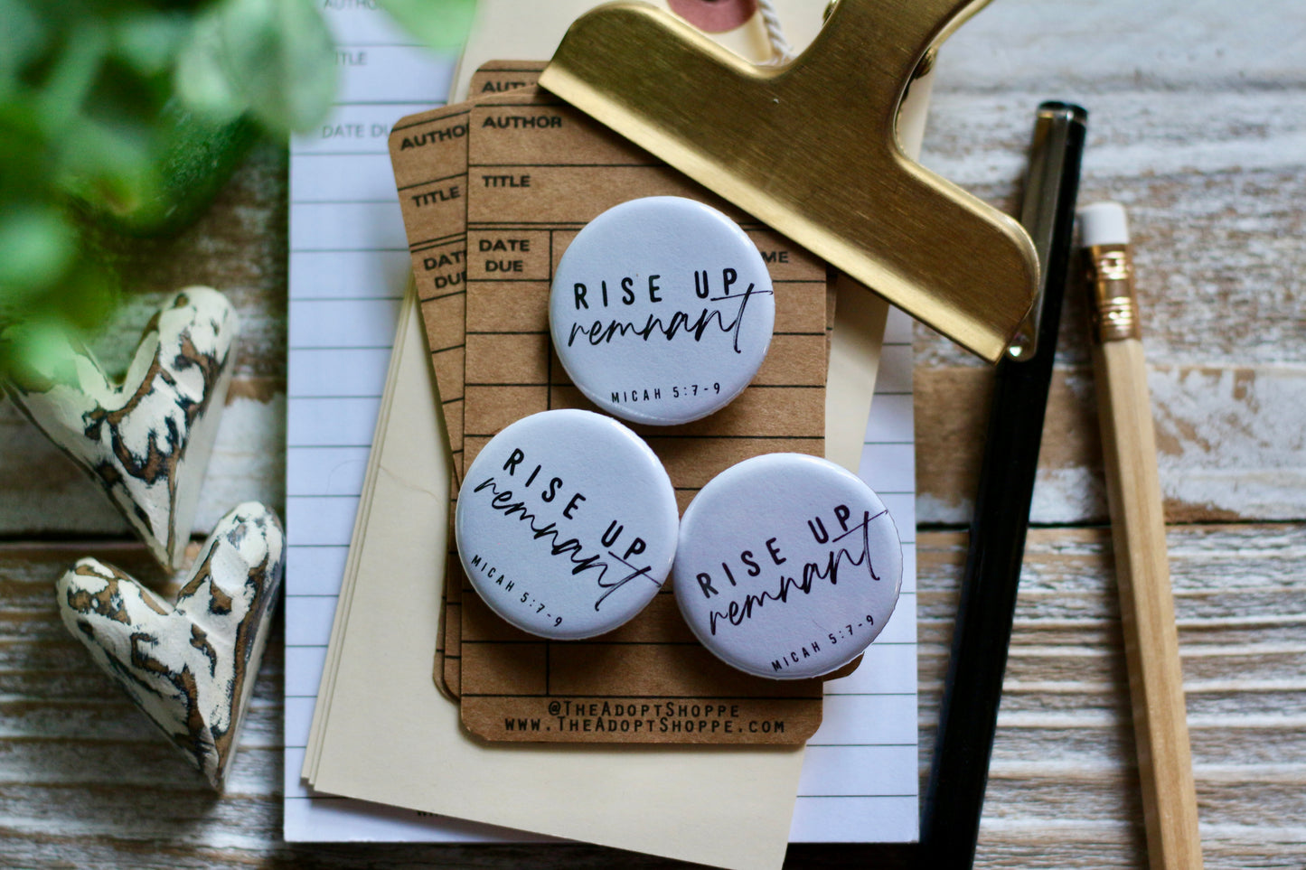 rise up remnant (Micah 5:7-9) flair button pin / magnet / flat back