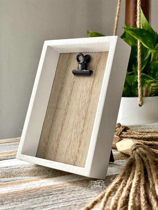 wooden clip frame (white framed) to be purchased with #TheAdoptShoppecards