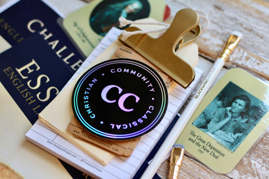CLASSICAL • CHRISTIAN • COMMUNITY Classical Conversations black hologram waterproof vinyl sticker