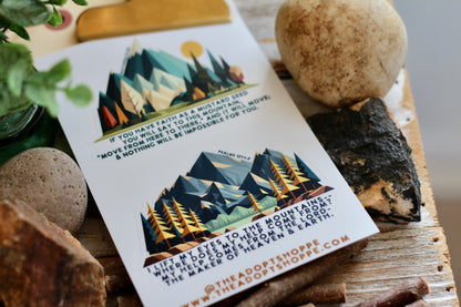 mountain faith as a mustard seed waterproof vinyl sticker decal sheet