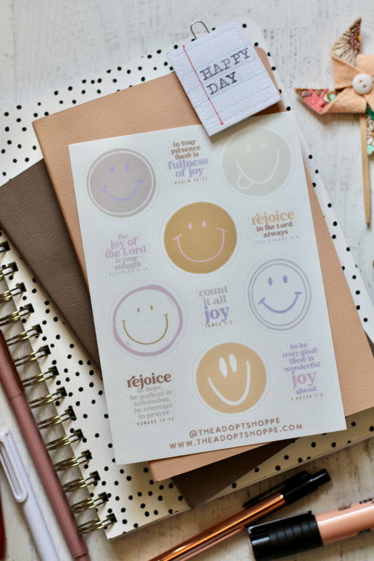full of joy / rejoice waterproof vinyl sticker sheet
