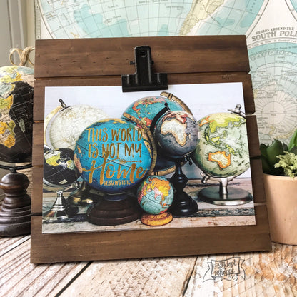 this world is not my home globe hymn gold foil 5"x7" print