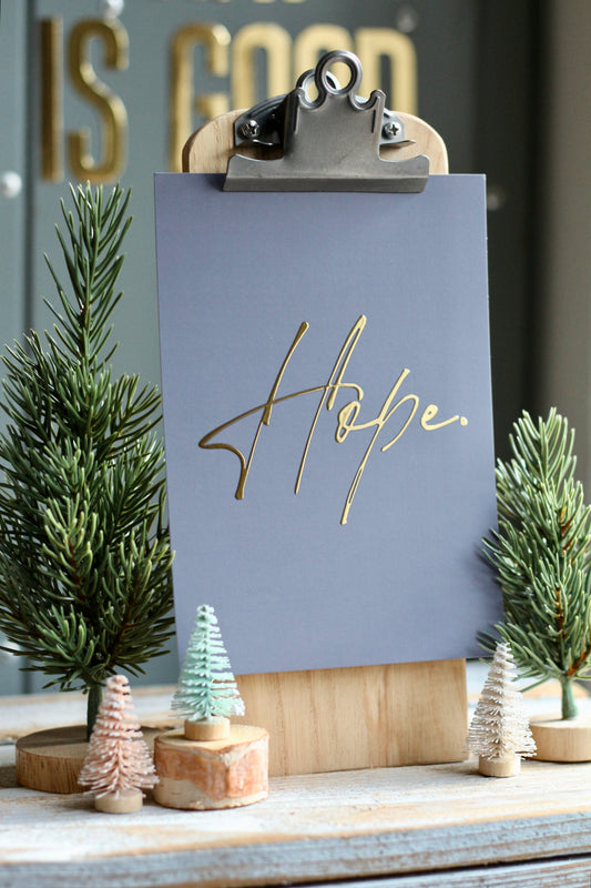 HOPE CHRISTMAS gold foil 5"x7" print