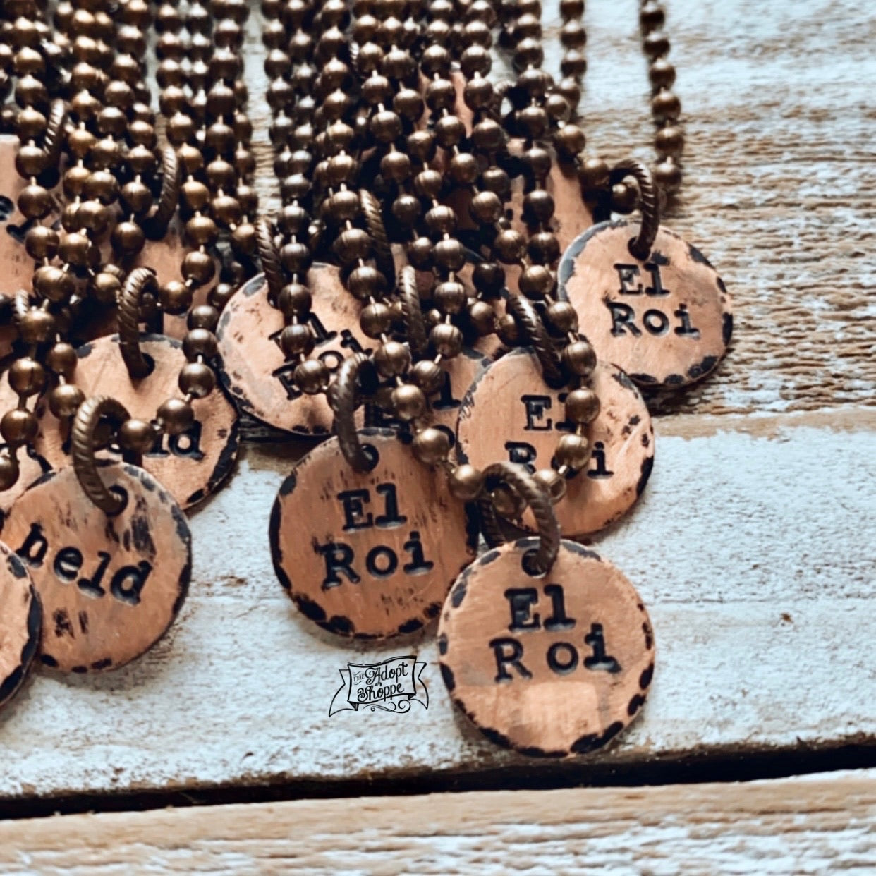 tiny hand-stamped copper disc necklace
