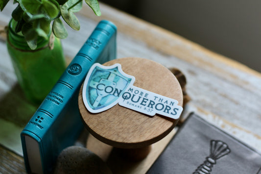 more than conquerors (Romans 8:37) vinyl sticker