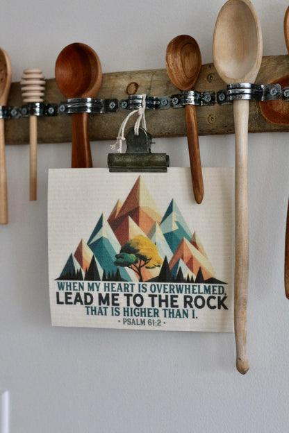 LEAD ME TO THE ROCK mountain (Psalms 61:2) - Swedish dishcloth