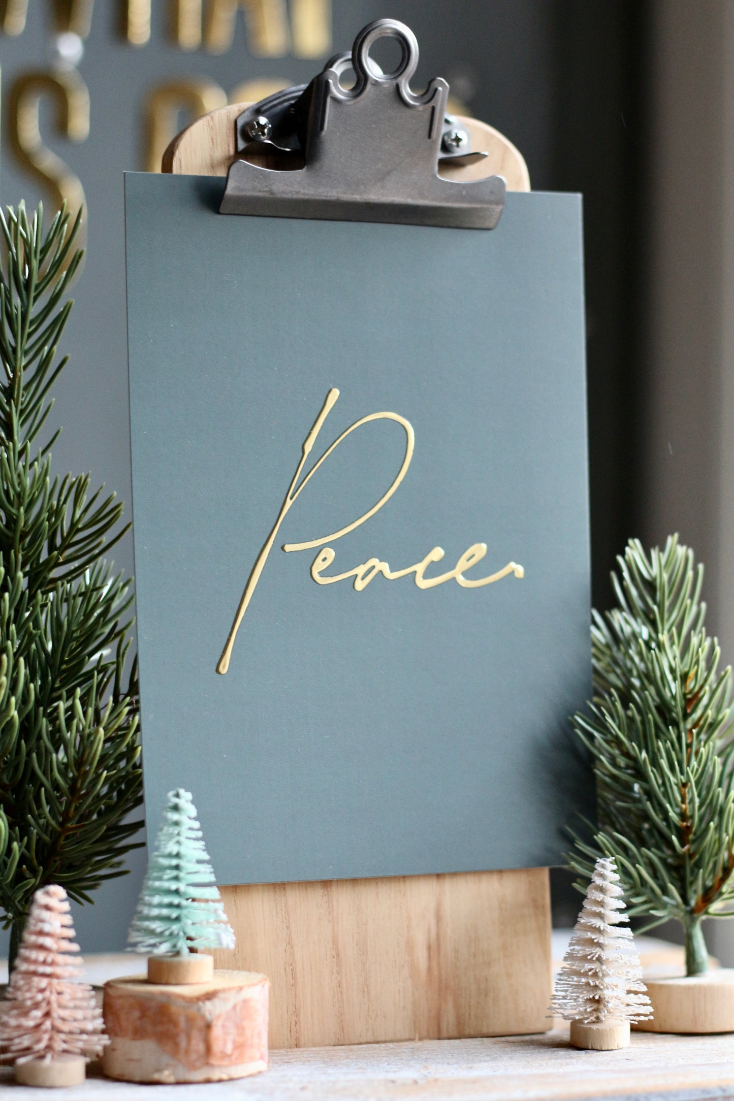 PEACE CHRISTMAS gold foil 5"x7" print
