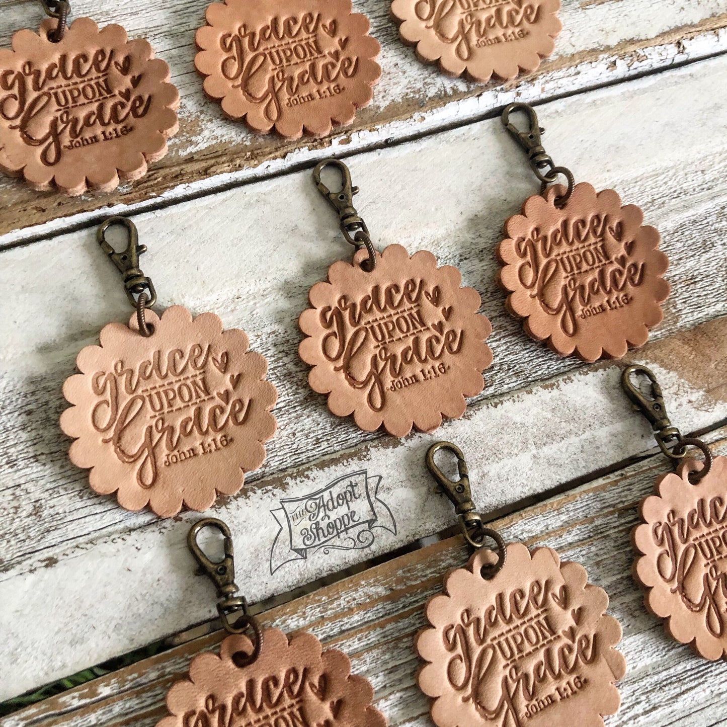 grace upon grace leather charm tag