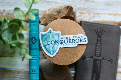more than conquerors (Romans 8:37) vinyl sticker