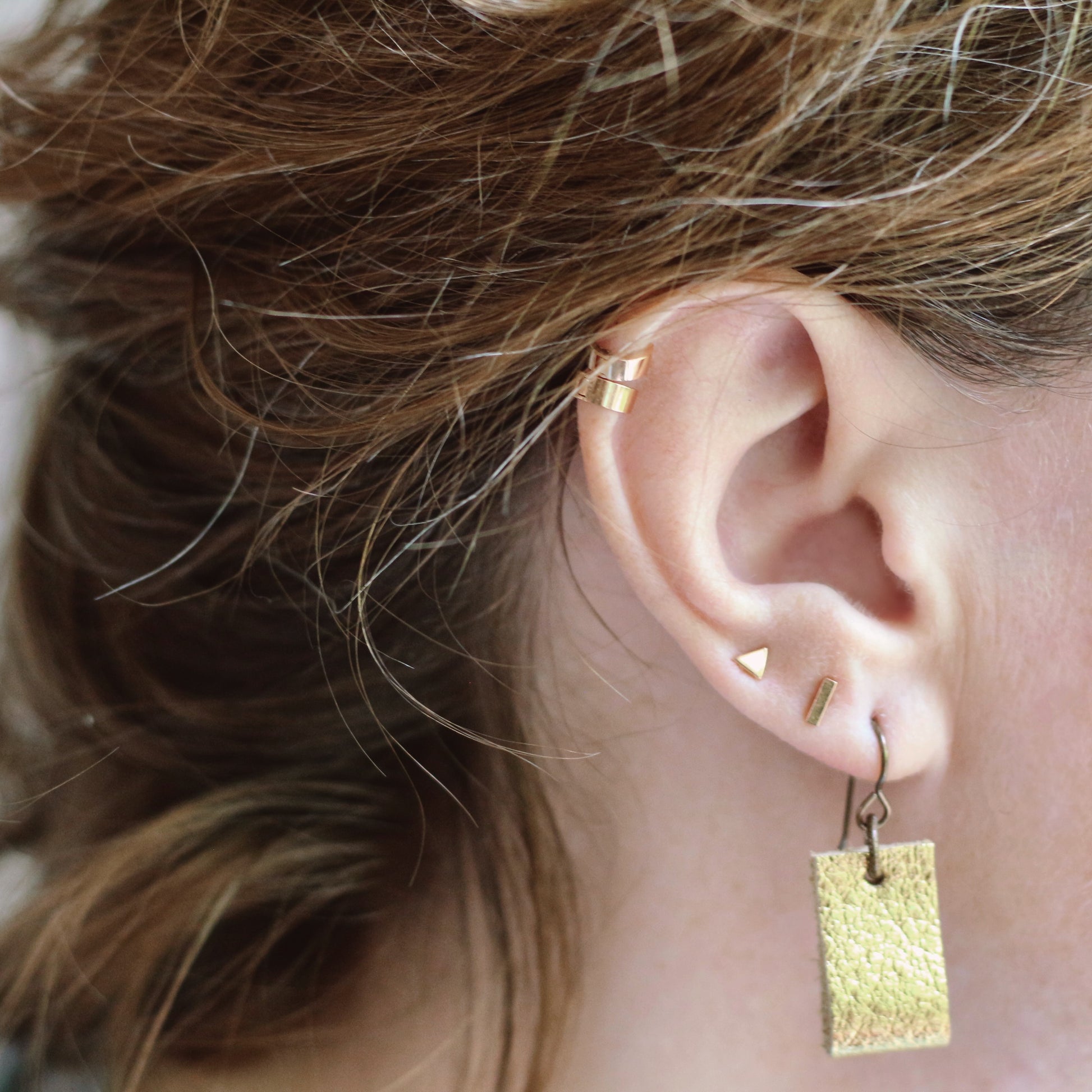 simple loop genuine leather earrings in smooth mustard yellow –  TheAdoptShoppe