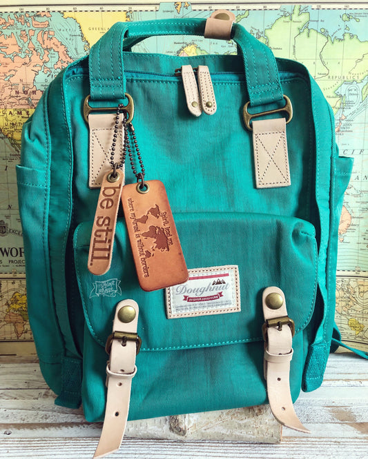 Spirit lead me where my trust is without borders (camel/natural) leather tag