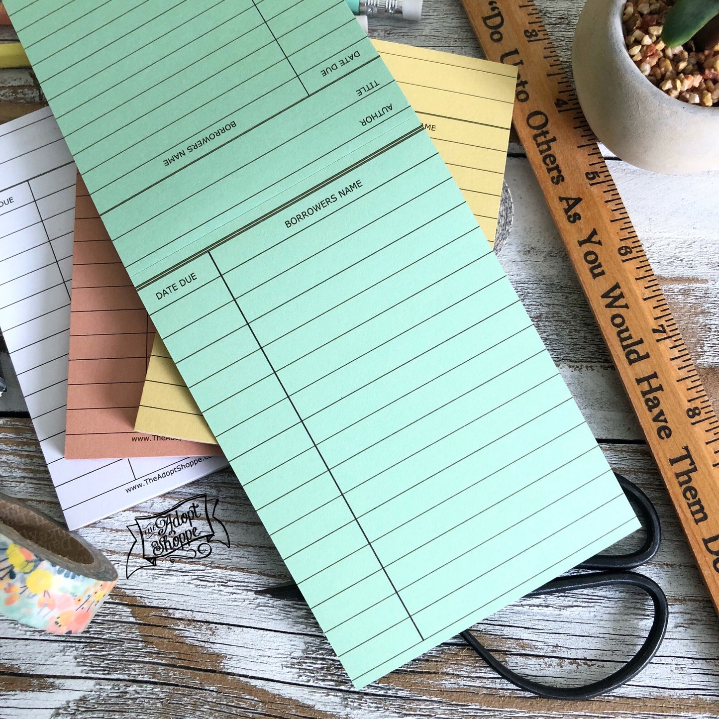 vintage inspired library card notepad (double-sided pages)