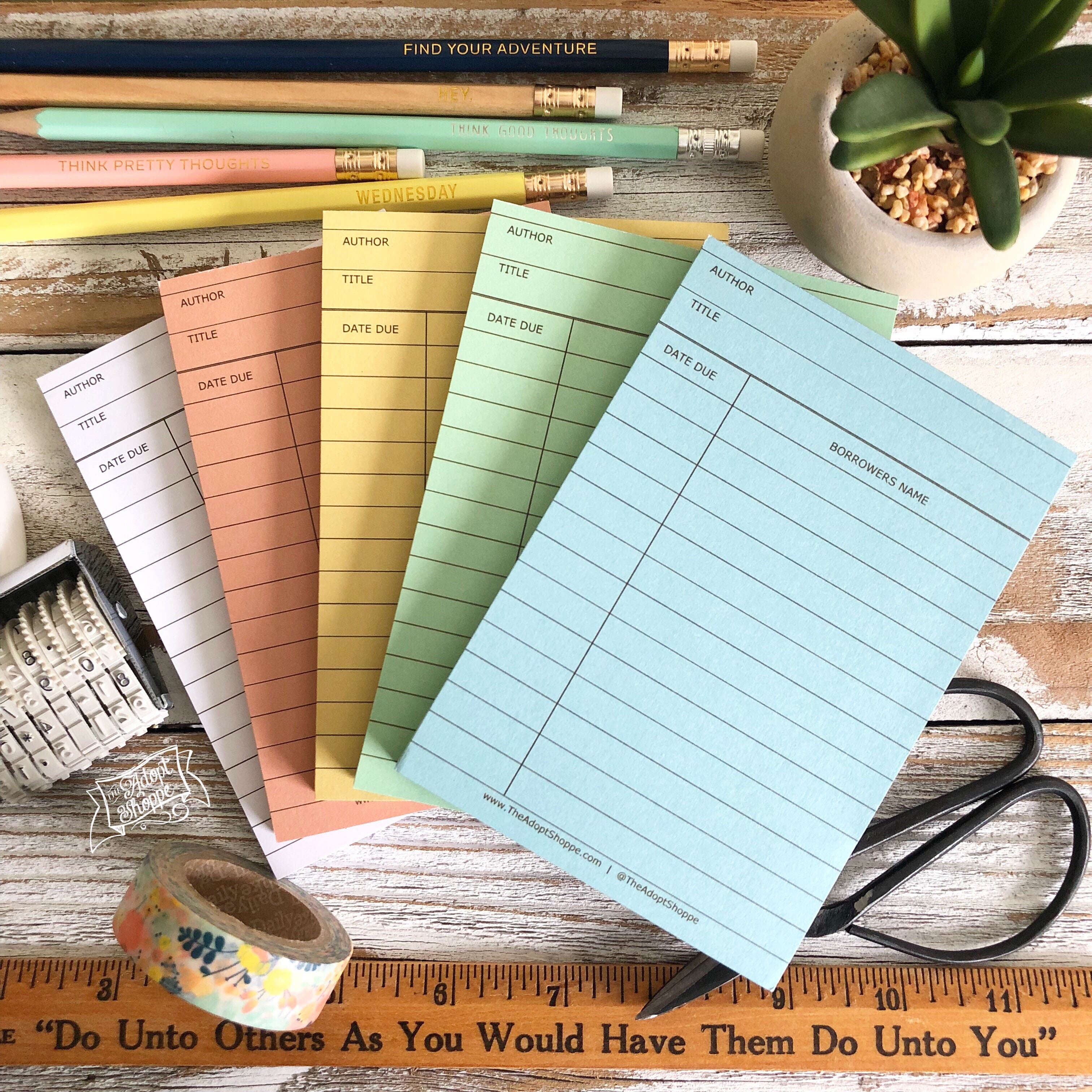 vintage inspired library card notepad (double-sided pages) – TheAdoptShoppe