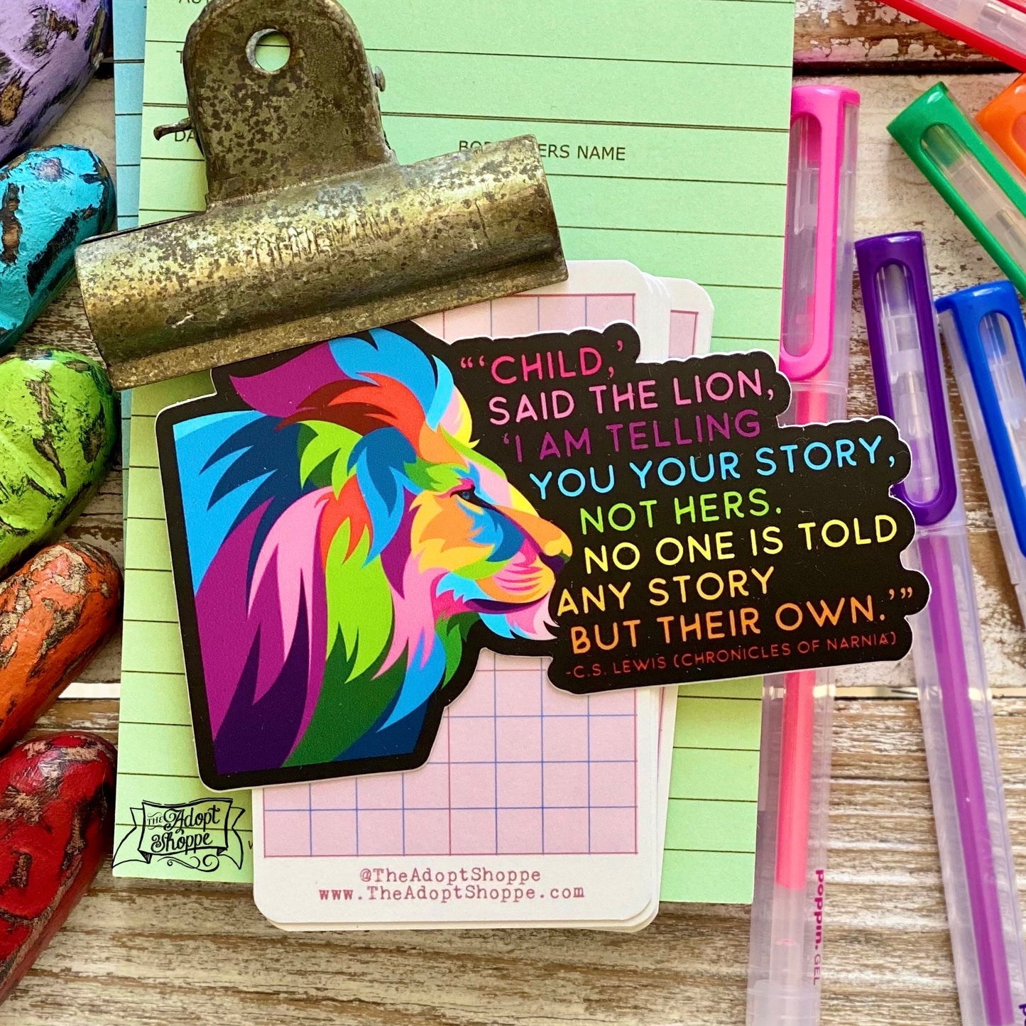 no one is told any story but their own (CS Lewis) lion vinyl sticker