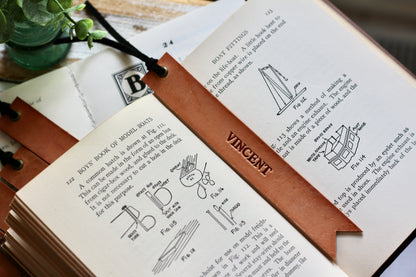 custom name leather bookmark