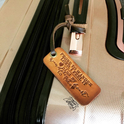 bind my wandering heart to Thee (camel/natural) leather tag