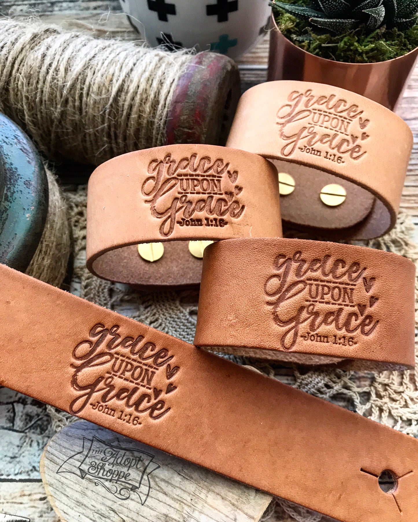 grace upon grace (camel/natural) leather cuff
