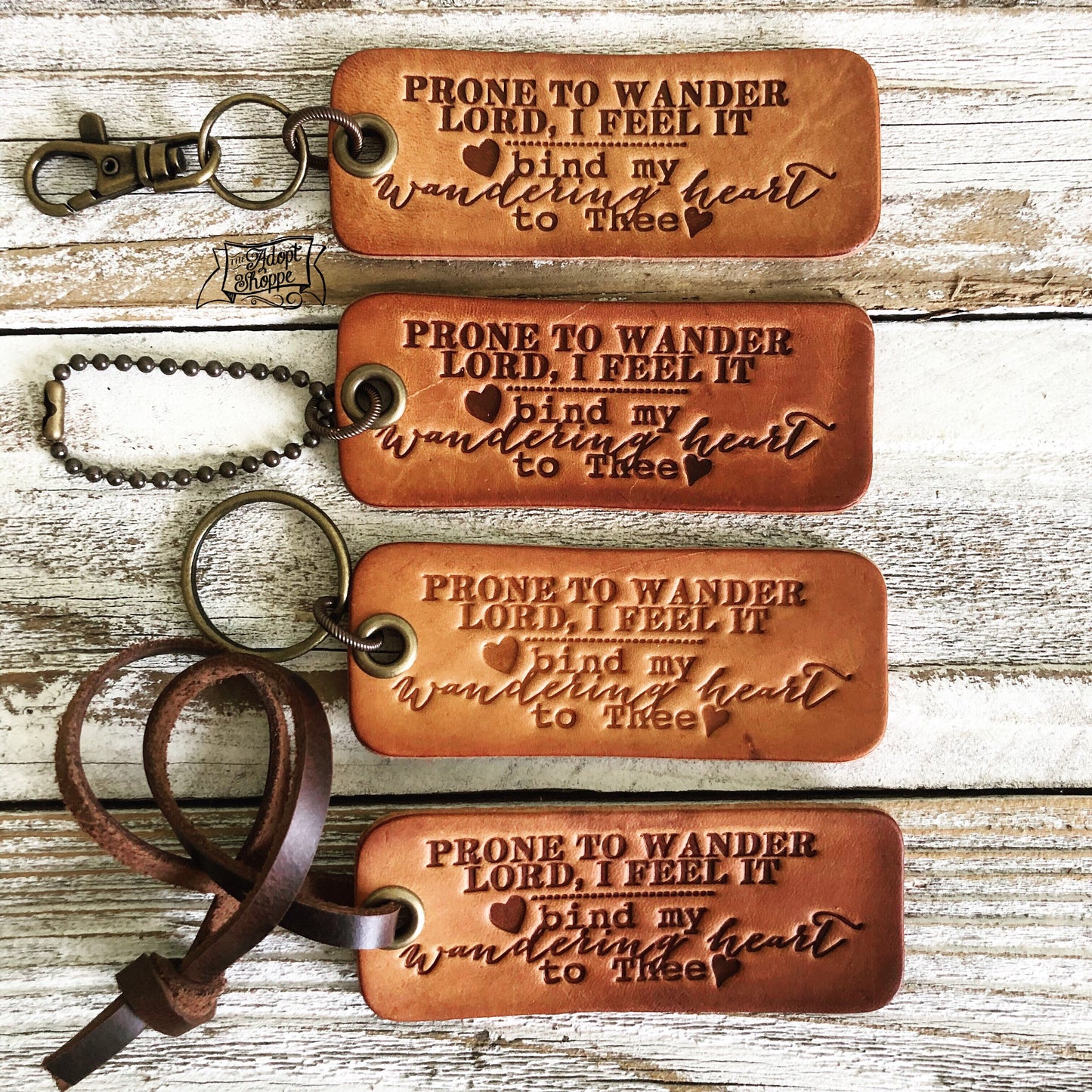 bind my wandering heart to Thee (camel/natural) leather tag