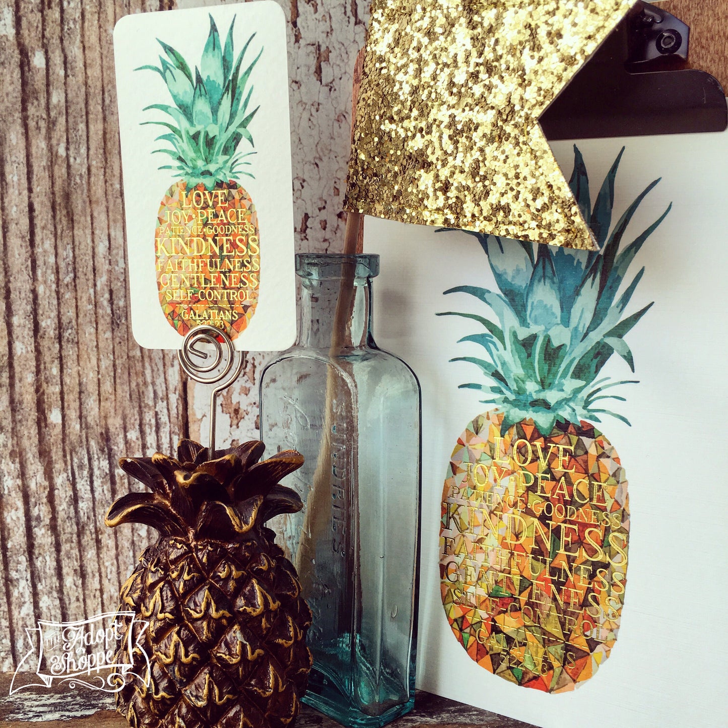 pineapple fruits of the Spirit gold foil #TheAdoptShoppecard (rectangle)