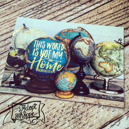 this world is not my home globe hymn gold foil 5"x7" print