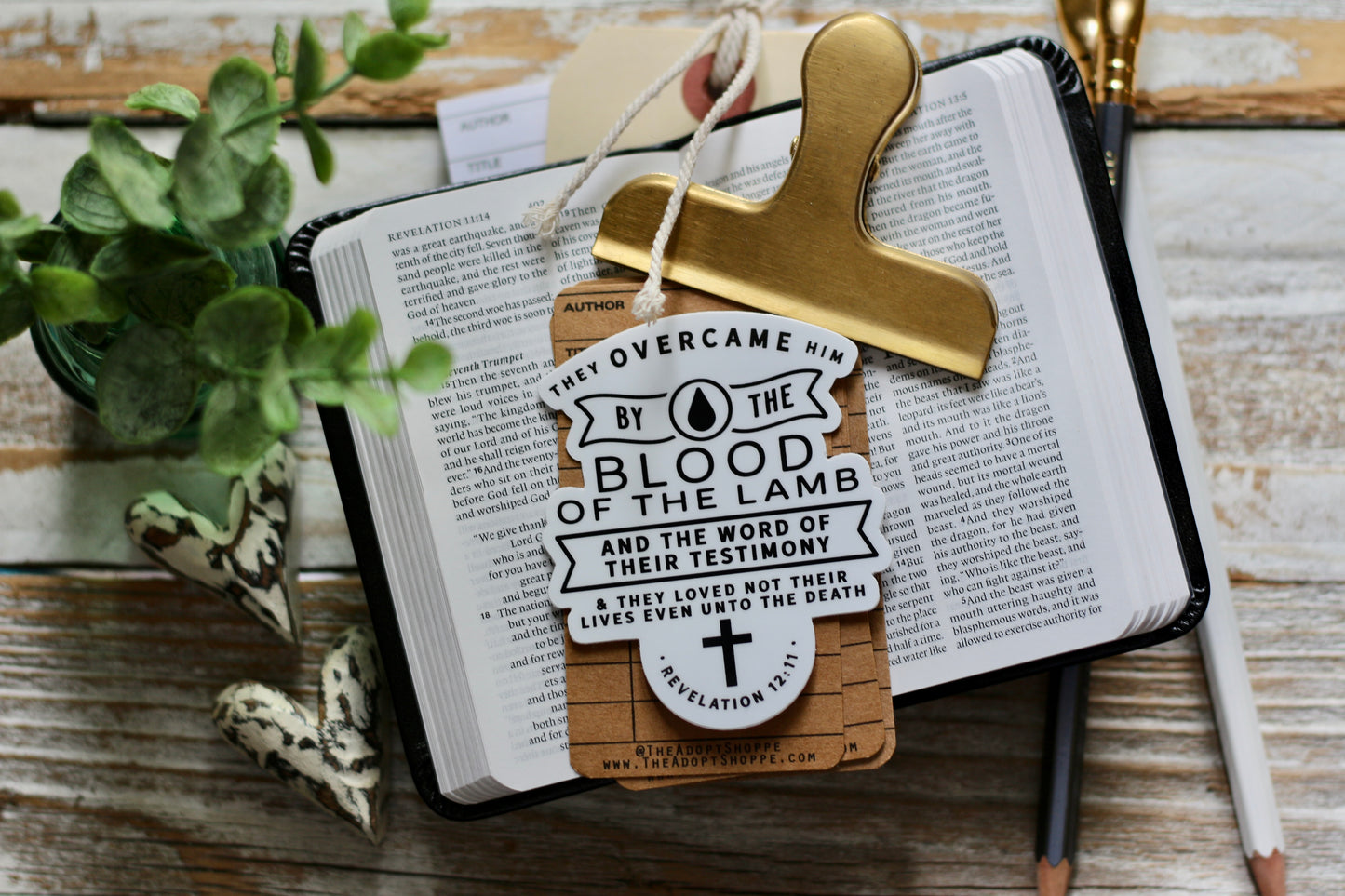 Blood of the Lamb + word of their testimony (Revelation 12:11) waterproof vinyl sticker decal
