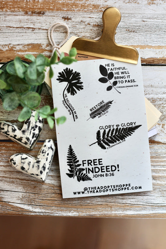 black flora free indeed waterproof vinyl sticker decal sheet